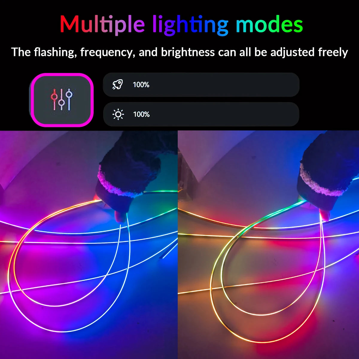 RGB car ambient light strip by Showlu Smart General, 18-inch length, app-controlled LED strip for customizable interior lighting.