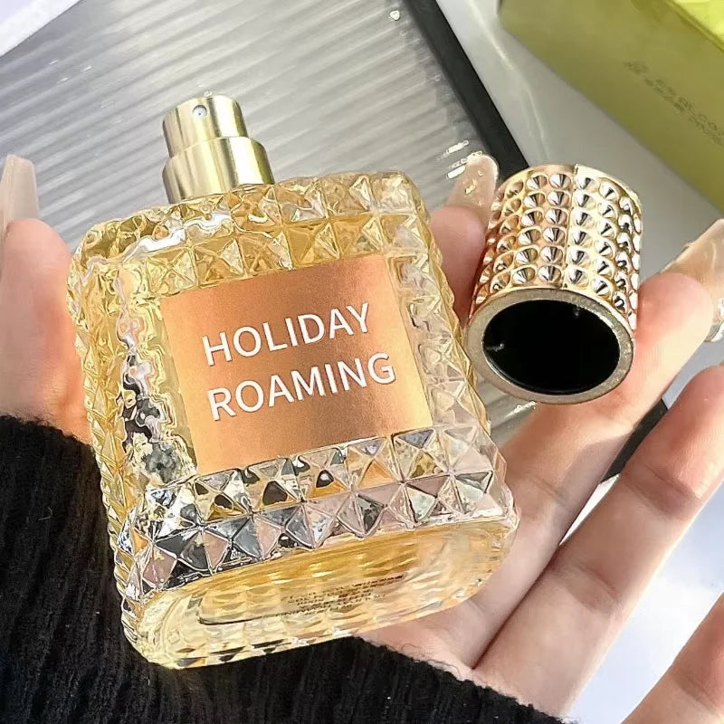Showlu Fashion DJBS Rivet Series Floral EDT perfume bottle, 100ml long-lasting fragrance with a floral design.