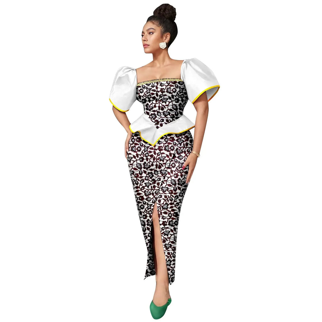 AfriPRIDE women's Ankara print square neck puff sleeve A-line dress with vibrant patterns, stylish and comfortable for casual wear