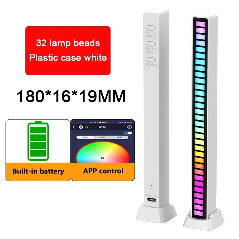 RGB Sound Control LED music rhythm light bar by Showlu Smart General displaying colorful lights synchronized with music rhythms.