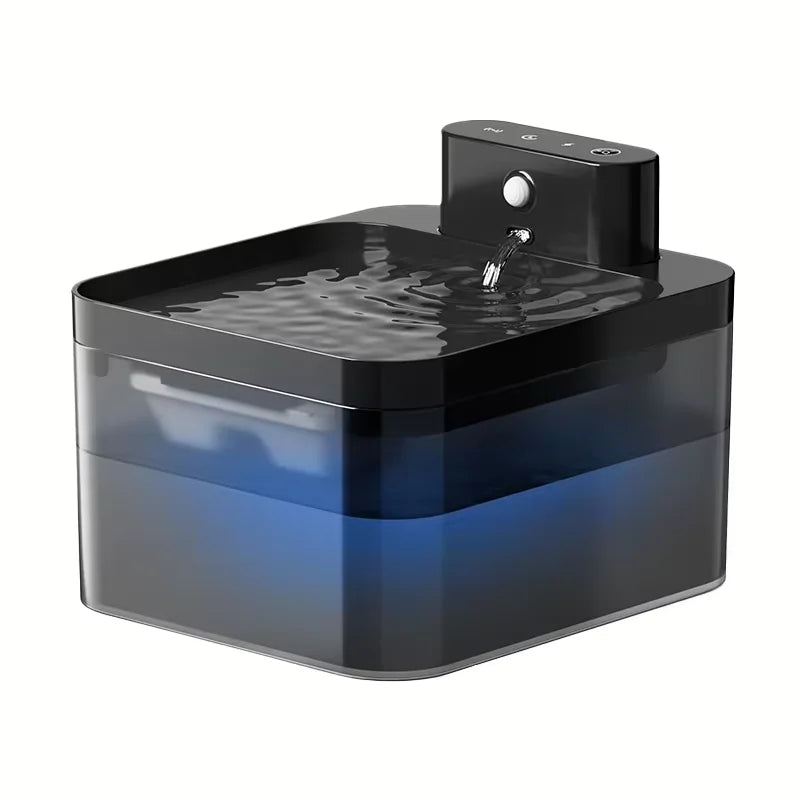 Wireless Smart Cat Water Fountain 2.2L with sensor from Showlu Smart General, showing the sleek, modern design and water flow.