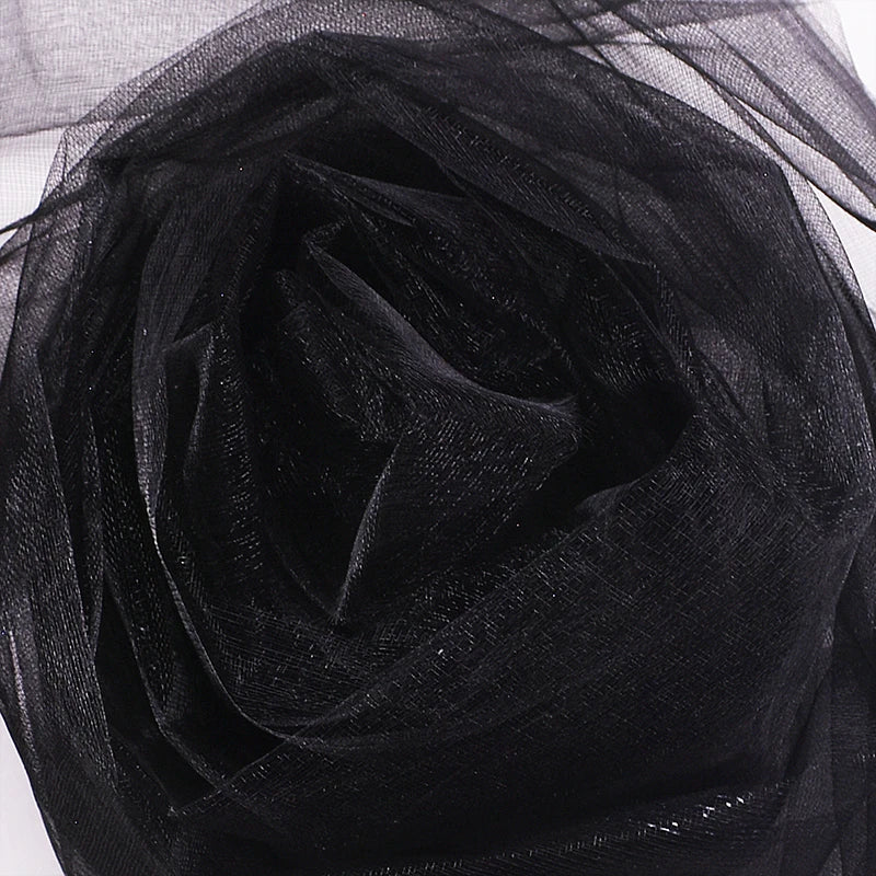 Wedding organza roll with sheer crystal tulle fabric, ideal for wedding arches, backdrops, and party decorations