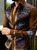 Men's 11-color floral 3D printed long sleeve shirt with lapel, casual high-quality shirt by Showlu Fashion Store