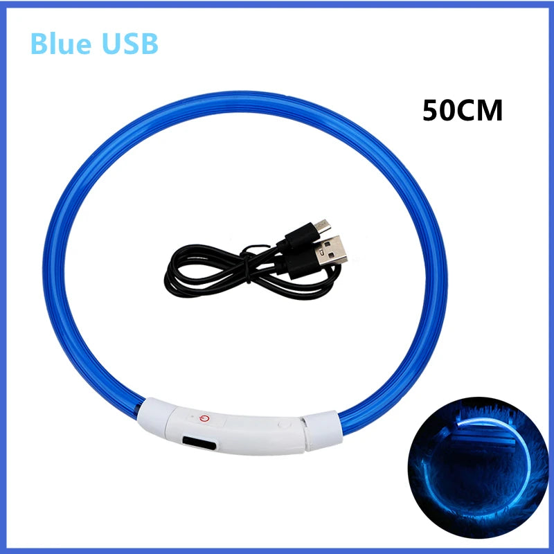 Showlu Fashion's COOYOMOO USB rechargeable LED glowing dog collar with adjustable nylon harness and bright illumination.