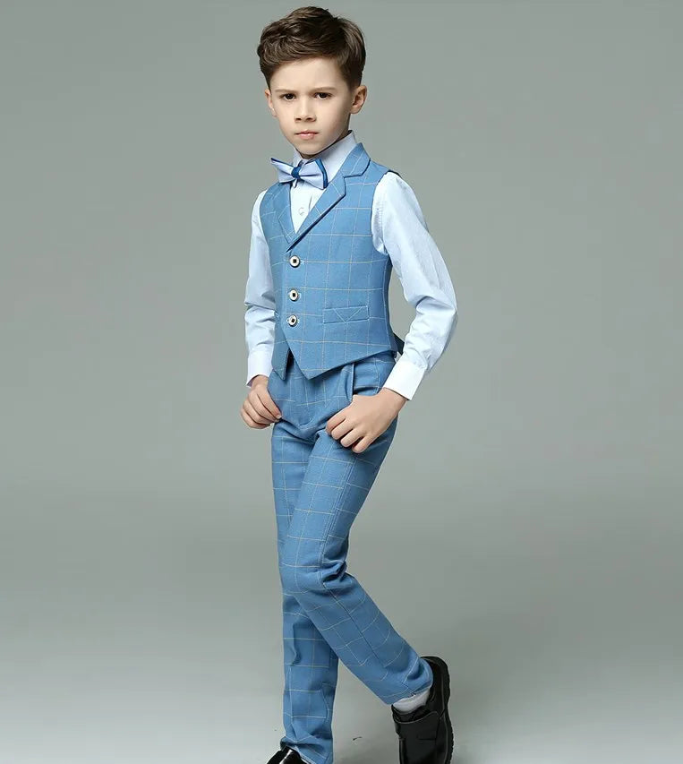 PsyMonster boys formal suit set with striped vest, shirt, and pants, by SHOWLU FASHION STORE, perfect for special occasions.