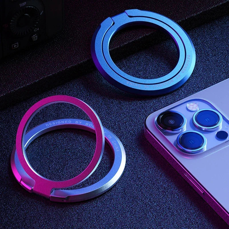 Magnetic Foldable Ring Holder and Removable Grip for MagSafe iPhone