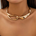 Exaggerated chunky heavy metal choker necklace with twisted chain design, punk goth style for women and men, steampunk jewelry.
