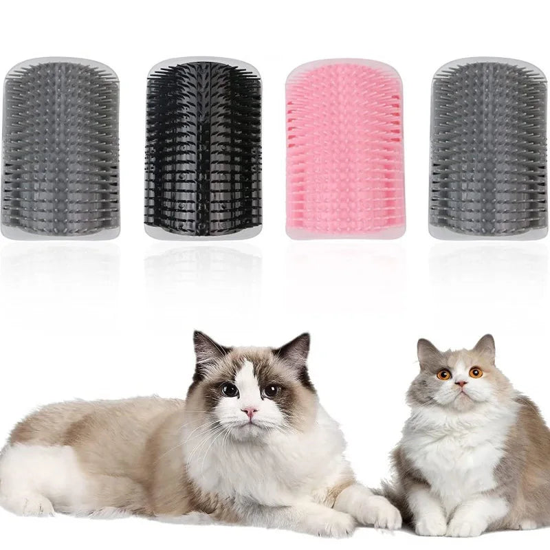 Showlu Fashion Store cat self-groomer with catnip, wall-mounted corner massage brush and tickling comb for pet grooming and face rubbing