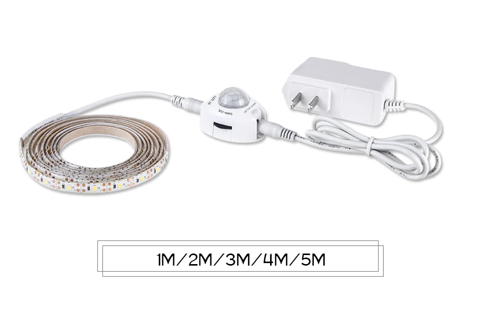 Showlu Smart LED under bed motion sensor light illuminating a dark space with a sleek, compact design for easy use and energy efficiency.