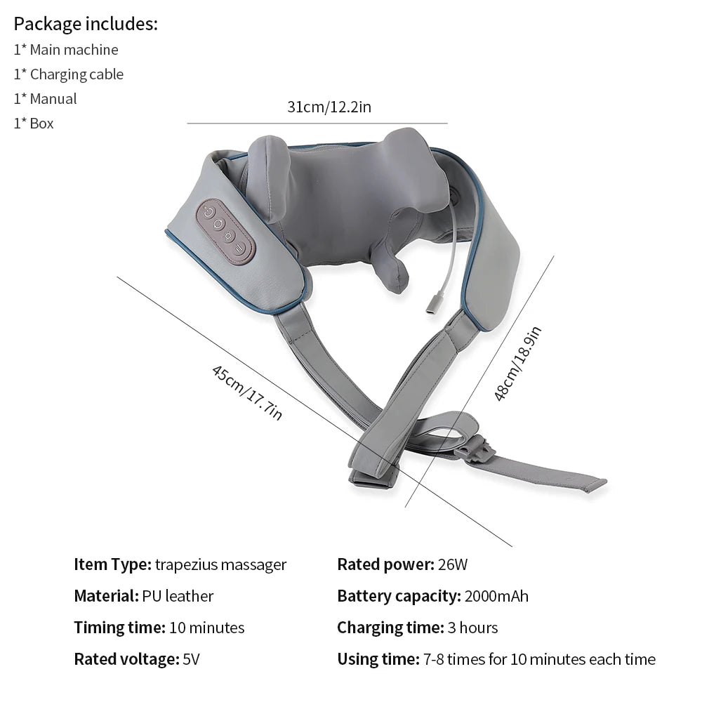 Showlu Smart General electric deep tissue neck and shoulder massage shawl with adjustable heat and massage rollers for muscle relaxation.
