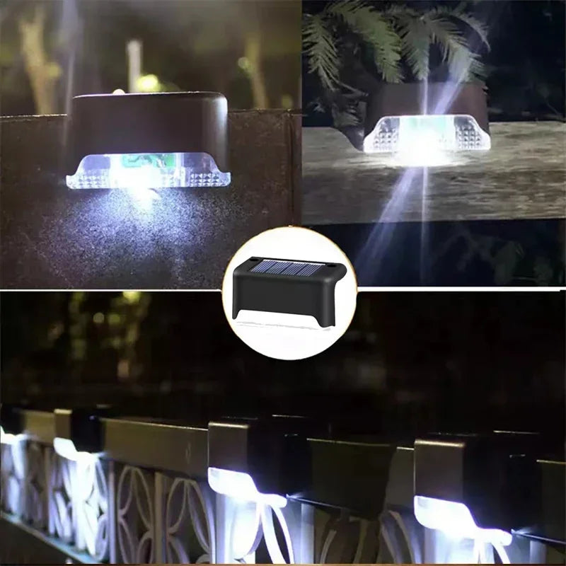 Solar waterproof deck step lights by Showlu Smart General illuminating outdoor stairs with energy-efficient LED lights.