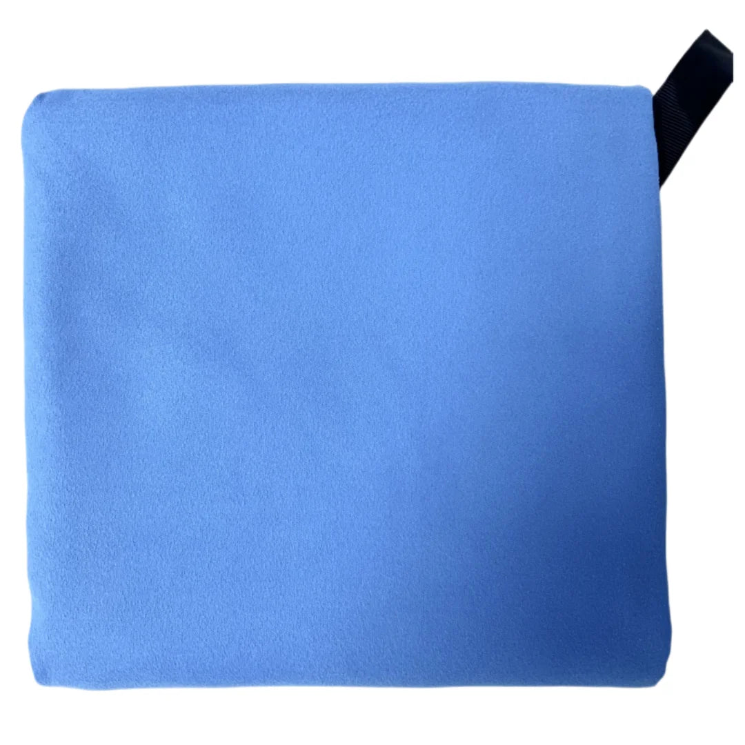 Stone's Store microfiber sports towel shown rolled up and spread out, highlighting its ultra-soft, lightweight, quick-dry, and absorbent features.