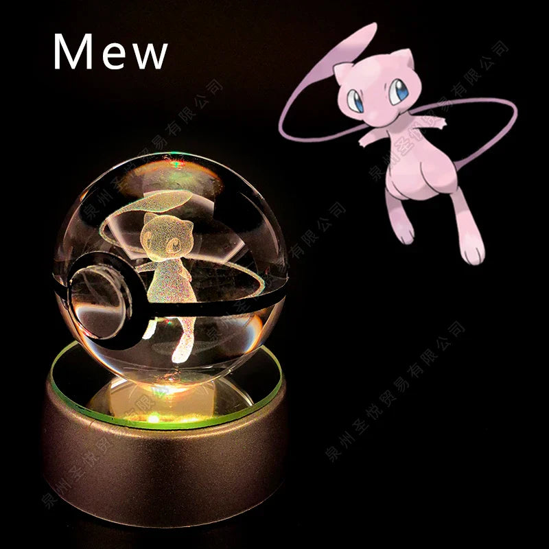 SHOWLU FASHION STORE Miniso Pokemon 3D Crystal Ball Night Light featuring LED glass Pokeball lamp with detailed Pokémon design