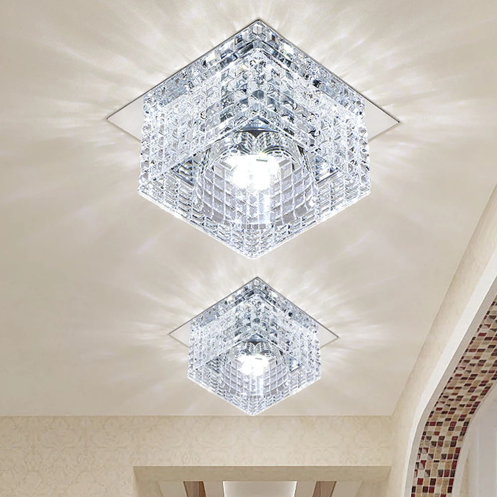 Modern crystal LED ceiling lamp by Showlu Fashion with stainless steel chandelier design and elegant hanging crystal accents