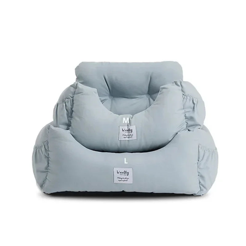 Showlu Portable Dog Car Seat with nonslip nylon armrest and booster bed, designed for comfort and safety during travel.