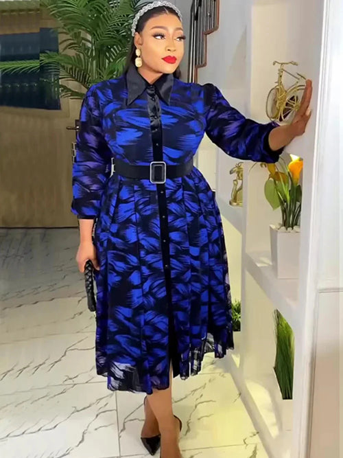 African dashiki Ankara long sleeve plus size party dress by SHOWLU FASHION STORE, featuring vibrant patterns and elegant design.