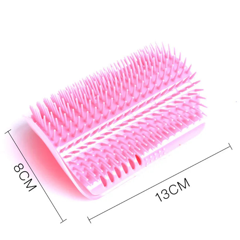 Showlu Fashion Store cat self-groomer with catnip, soft wall corner massage brush for pets, featuring a tickling comb for face grooming.