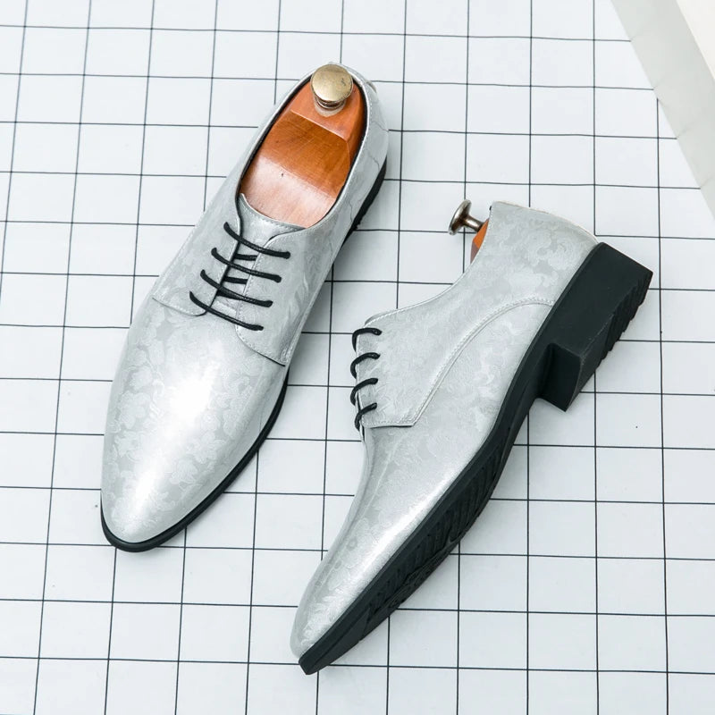Men's genuine split leather Oxford shoes by Showlu Fashion, formal business casual footwear with classic design.