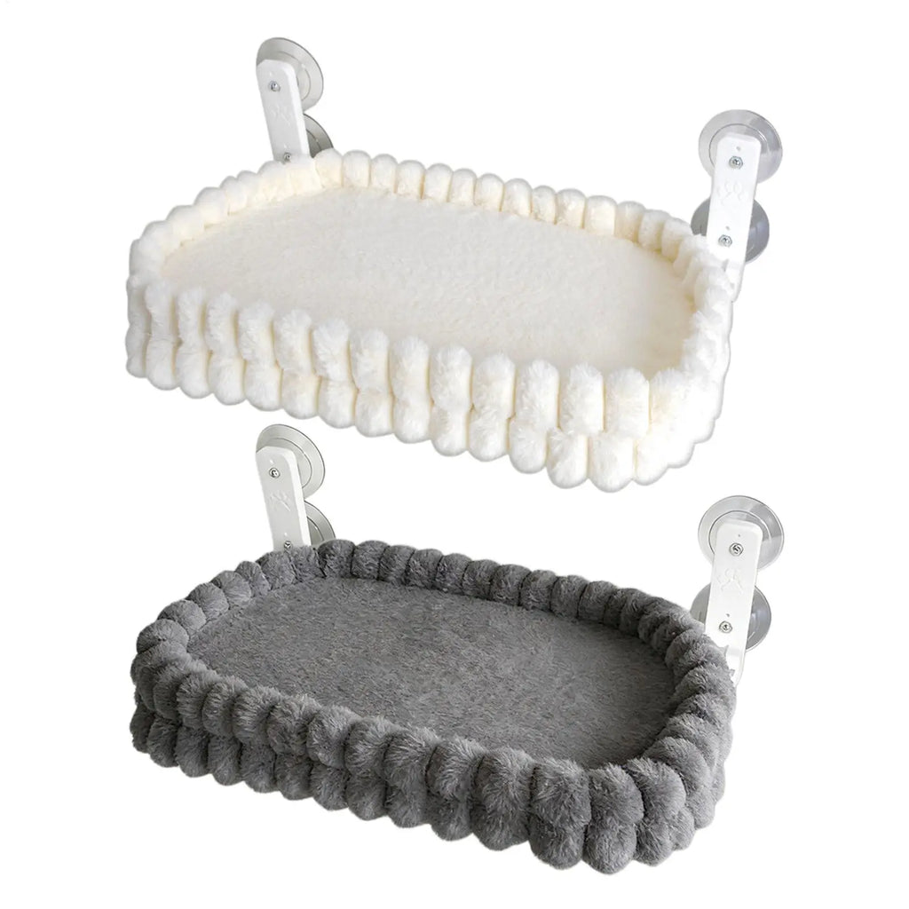 Foldable Showlu cat window perch with double-sided plush hammock designed for kittens, providing a cozy spot for cats to relax and enjoy the view.