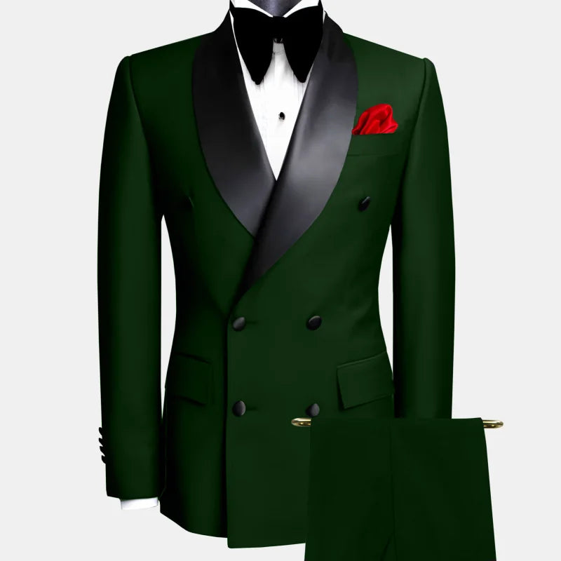 Black men's double-breasted suit from Lifetime Not Regret by Showlu Fashion, featuring a smart casual style with tailored fit.
