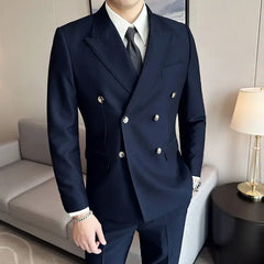 Spring Autumn Full Men's Suits and Blazers New In 2 Piece Outfit Set Male Double Breasted Classic Gentleman Ceremony Luxury