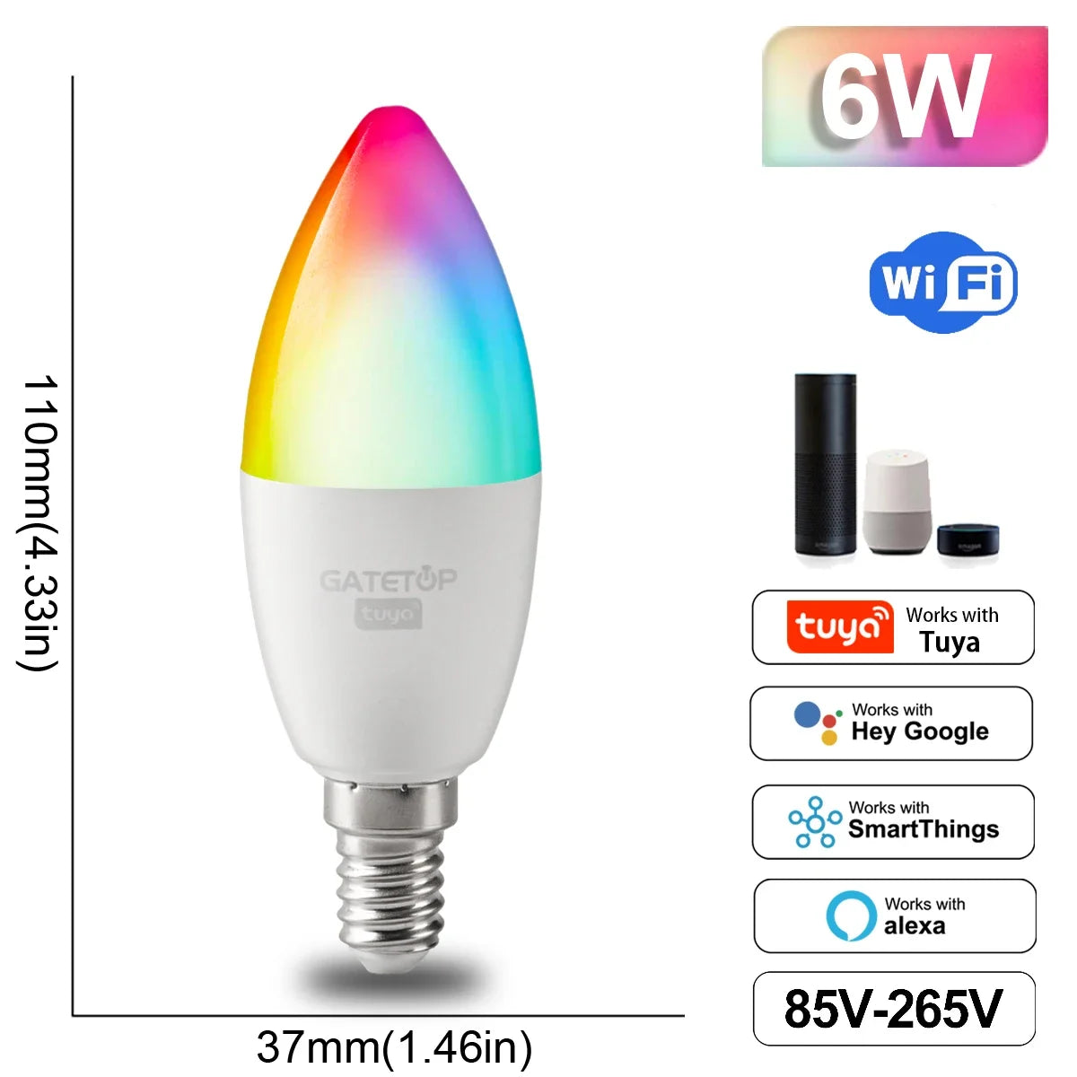 Showlu Smart General WiFi adjustable color LED spotlight bulb with remote control and vibrant lighting options.