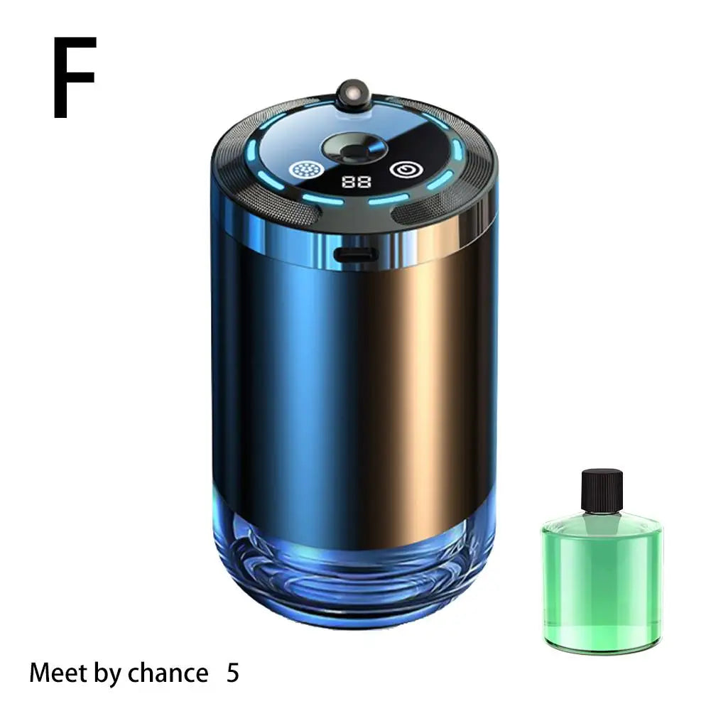 Xyzplus car diffuser humidifier with five modes, displaying a sleek design and aroma diffuser nozzle for car, home, or office use.