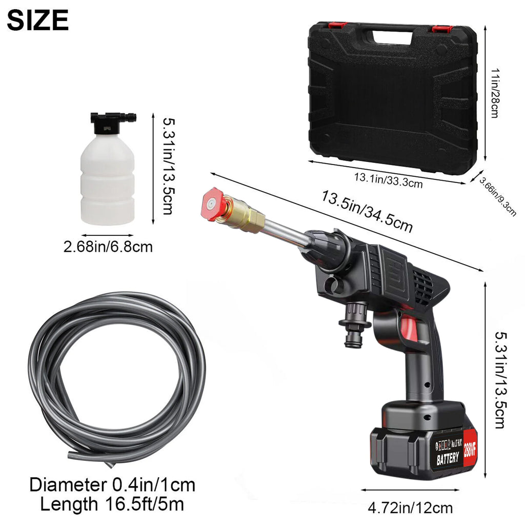 Showlu Smart General cordless pressure washer 48V with spray gun and hose, ideal for cleaning outdoor surfaces and vehicles.
