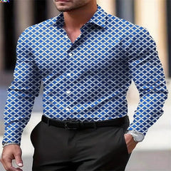 Men's fashion casual long-sleeved plaid shirt breathable top 11 colors casual business shirt lapel long-sleeved shirt