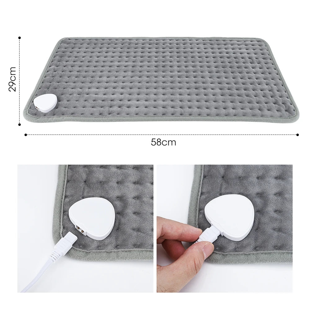Showlu Smart General electric heating pad with adjustable temperature, timer, plush warm mat for soothing heat therapy.