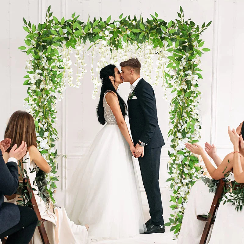 Artificial Wisteria flowers garland by Showlu Fashion, silk hanging vine for home, garden, outdoor, wedding arch, floral decoration.