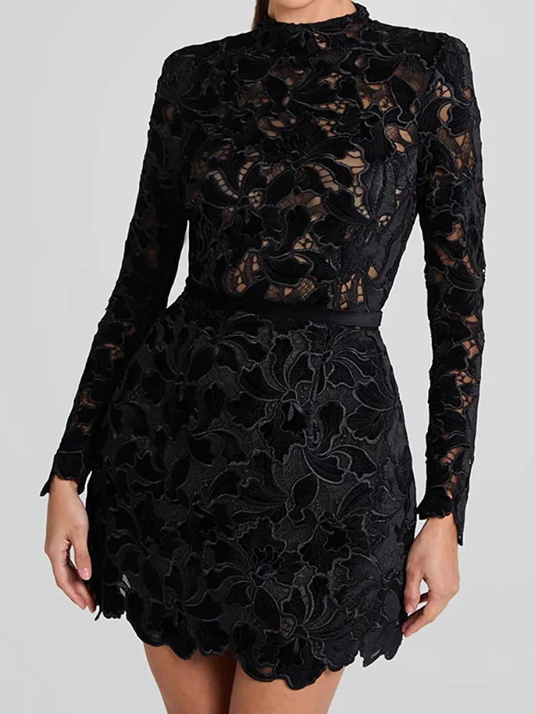 Femme Solid Patchwork Autumn Dresses Chic Women Office Slim Fit O Neck Dress Casual Long Sleeve Party Mini Dress 2024 Vestidos