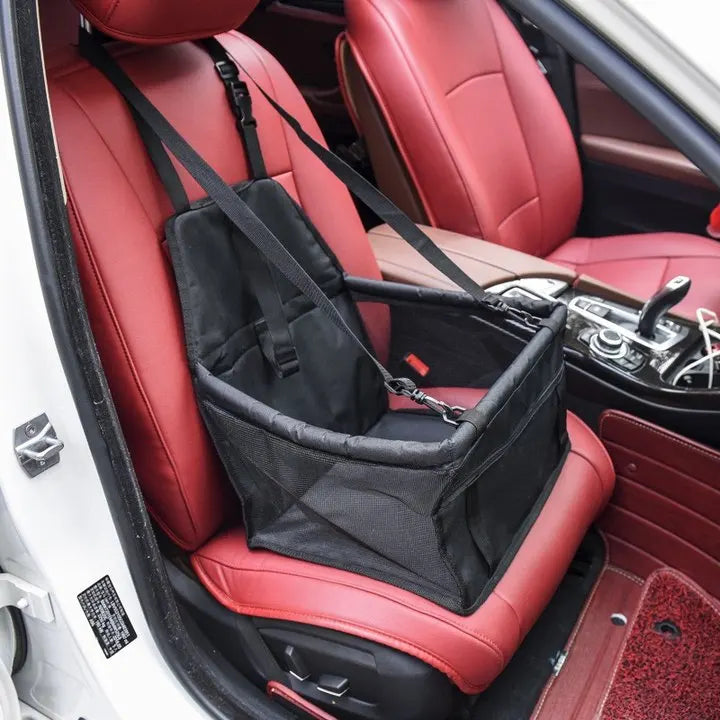 Showlu Fashion breathable nylon dog car seat cover in a folding pet hammock style, designed to protect car seats and keep pets secure.