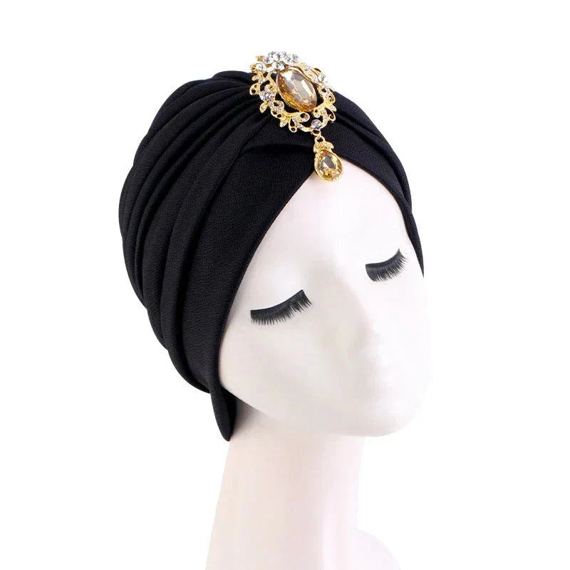 Showlu Fashion women's diamond pleated turban hijab chemo cap wrap, stylish and comfortable head covering for women.