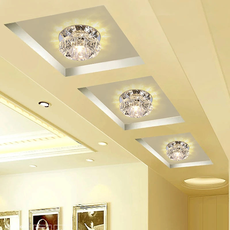 Modern crystal LED ceiling light by Showlu Fashion Store, flush mount glass lamp with elegant design and bright illumination.