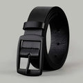 Men's luxury PU leather belt with metal pin buckle, high-quality designer waist strap for jeans, plus size available.