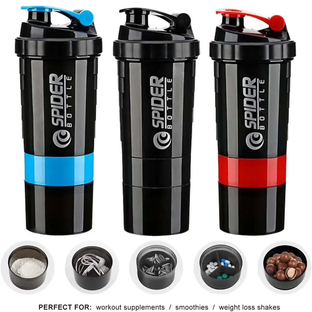 Showlu Fashion Showlu Protein Shaker Bottle with 3-layer large capacity mixing cup for smoothies and supplements.
