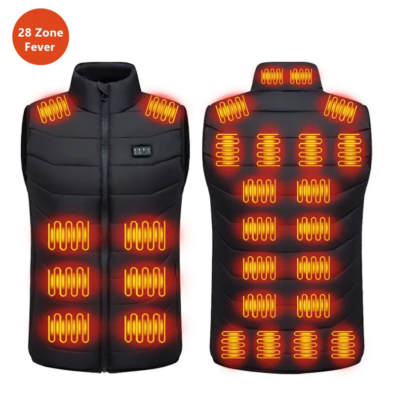 Men's heated winter vest jacket by Showlu Smart General, showing the sleek insulated vest with heating controls and fabric details.