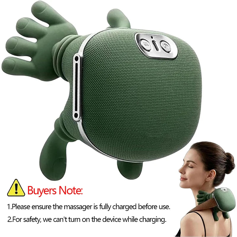 Windaily Bionic Neck and Shoulder Massager shawl with 3-level kneading, showing its ergonomic design and adjustable straps.