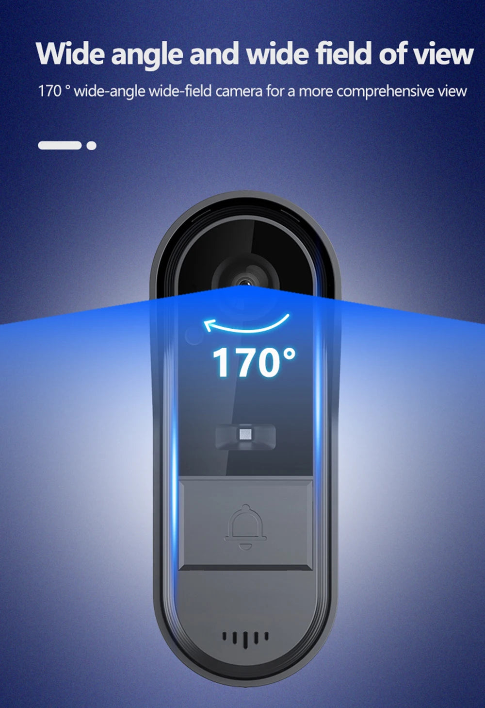 Showlu Smart WiFi Video Doorbell with two-way intercom and IP65 weatherproof design, mounted on a door with camera and intercom features.