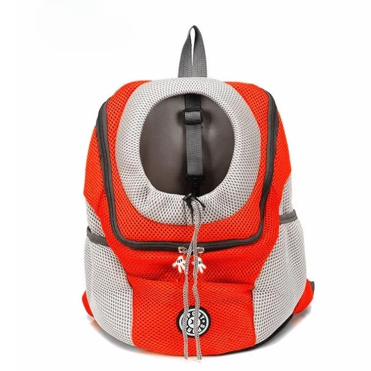 Showlu breathable nylon dog backpack carrier with reflective strips, designed for comfortable pet carrying and visibility.