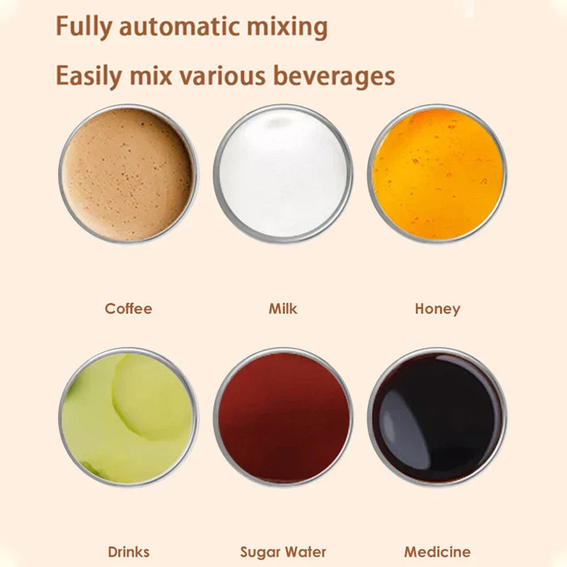 Magnetic stainless steel XMSJ Automatic Stirring Coffee Mug showing the tumbler with built-in stirring mechanism and sleek design.