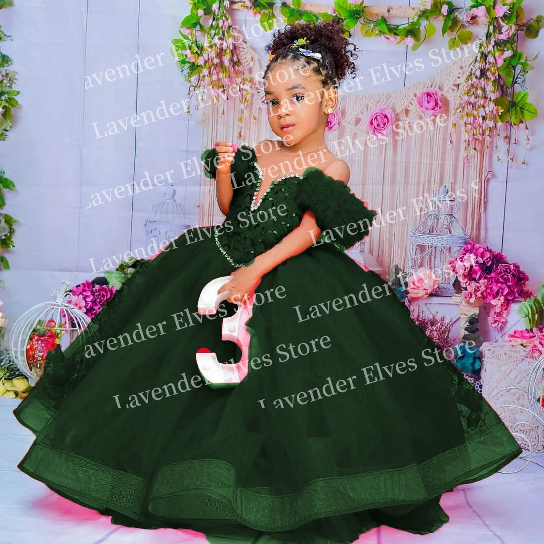 Red Kids Birthday Dresses For Girls Flower Girl Dresses Customized Pleated Ruffles Tiered Tulle Ball Gowns for Wedding