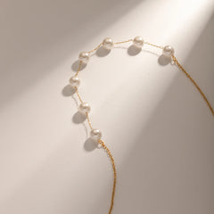 18K Gold Plated Stainless Steel Freshwater Exquisite Pearl And Zircons Necklace Minimalist Low Key Luxury Lady Jewelry
