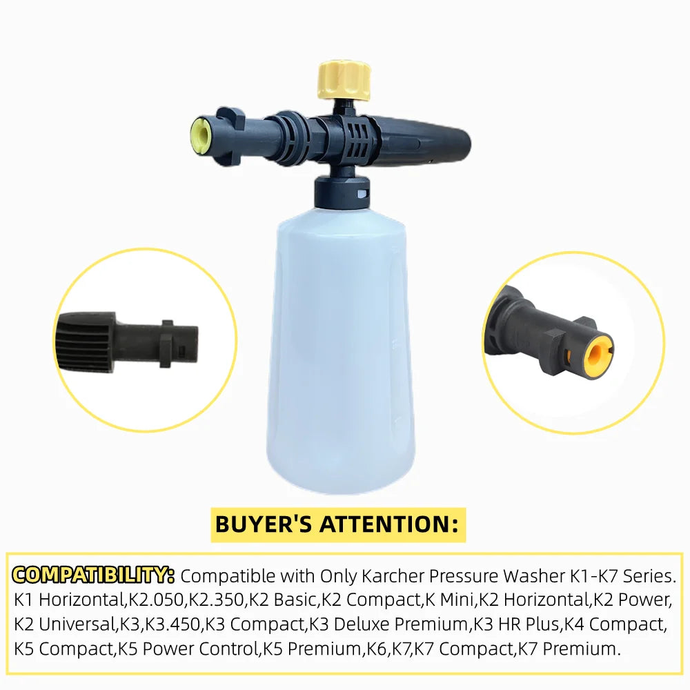 Showlu Fashion Store pressure washer foam bottle with a spray nozzle and foam solution for cleaning vehicles and surfaces.