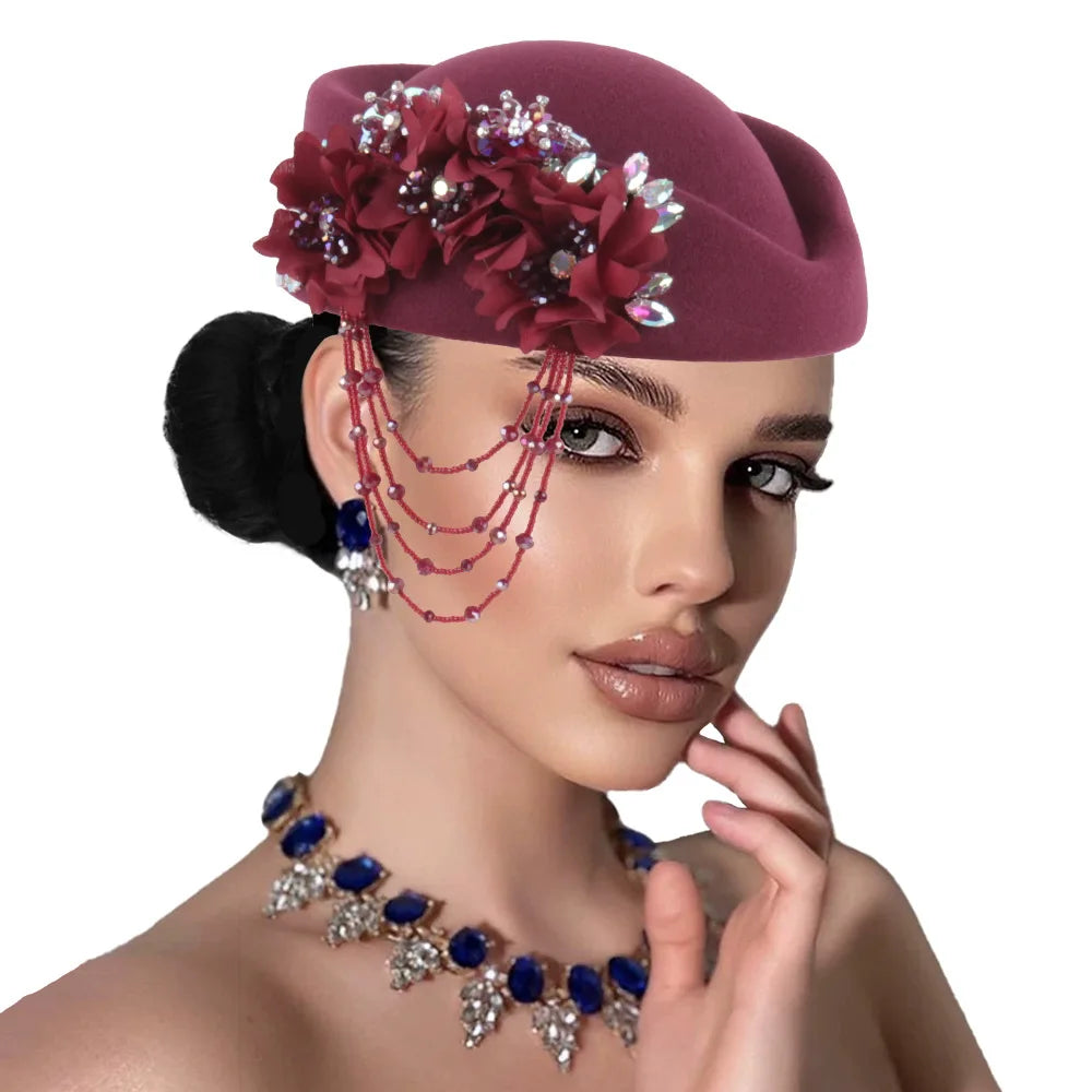African headtie fashion turban hat for women featuring a flower soft cap, suitable for summer, autumn, church, parties, and casual wear.