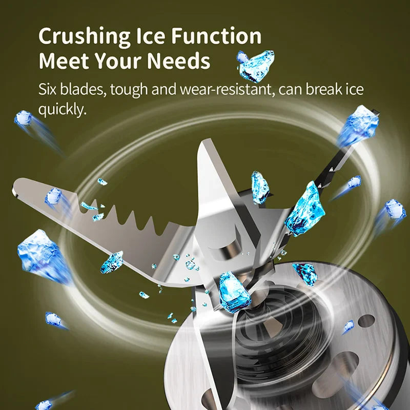Portable wireless blender with 6 blades from SHOWLU FASHION STORE, featuring a 500ml capacity, USB juicer, and ice crushing functionality.