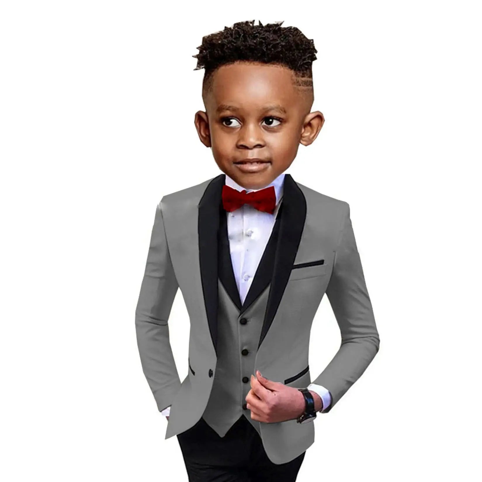Stylish Slim Fit Boy's Suit Set 3 Pieces Tuxedo For Formal Occasion Blazer Vest And Pants Kids Outfit For Wedding Prom