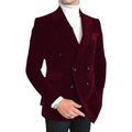 Slim fit Italian style men's velvet suit jacket with peak lapel, double-breasted blazer for formal occasions and weddings.