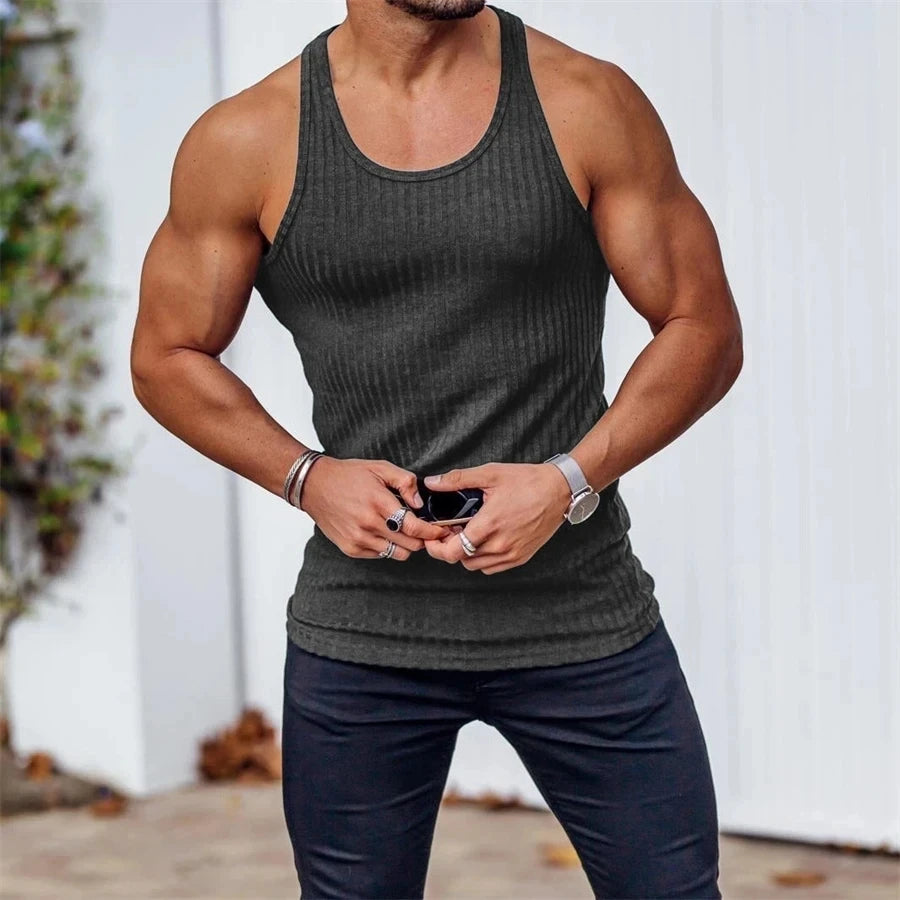 2024 new Men fitness gym Tank top men Fitness sleeveless shirt Male black breathable Sports vest Undershirt Gyms Running vest